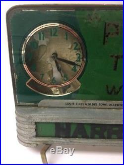 Vtg Neuweiler Beer Sign Art Deco Clock Reverse On Glass Allentown Pa