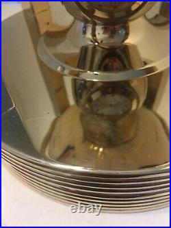 Vtg Pearl & Stone Rotating World Globe Clock semi Precious Gem Brass FREE SHIP