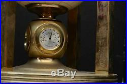 Vtg Pearl & Stone Rotating World Globe Clock semi Precious Gem Brass art deco g