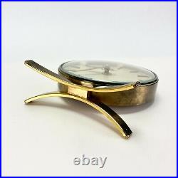Vtg Rare Kienzle Brass Art Deco MCM Mantel Table Desk Clock Heinrich Moller