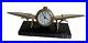 Vtg Sarsaparilla New York Brass Airplane Figural Desk Alarm Clock Marble Base