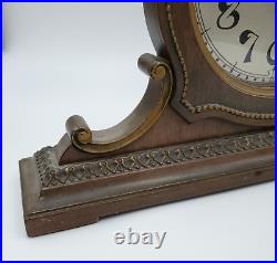 Vtg Waltham Art Deco Mantle Clock Wooden Wind Up Working Table Detailed