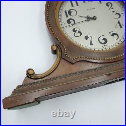 Vtg Waltham Art Deco Mantle Clock Wooden Wind Up Working Table Detailed