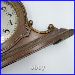 Vtg Waltham Art Deco Mantle Clock Wooden Wind Up Working Table Detailed