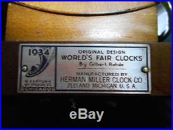 Working 1934 Art Deco Gilbert Rohde Clock Model Herman Miller Clock Company