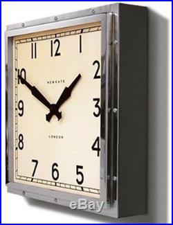 Wall Clock Newgate Quad New Chrome Metal Glass Vintage Style Timepiece Art Deco