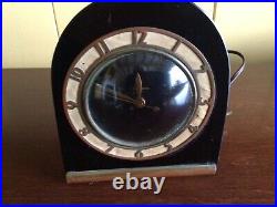 Warren Telechron Electric Clock, Model 4F77. Black Glass Art Deco