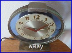 Westclox Andover S2L electric mantel clock vintage 1938-1942 art deco blue glass