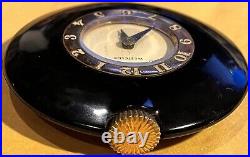 Westclox Handbag Art Deco Bakelite Pocket Clock Watch BLACK Winds Tested, Works