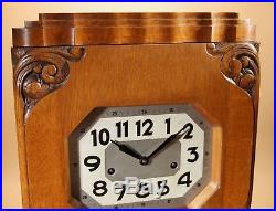 Westminster Art Deco Oak Carillon Wall Clock circa 1940-1950