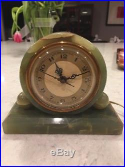 Whitehall Hammond Synchronous Movement 1920s Art Deco Green Onyx Mantel Clock