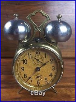 Wonderful Antique Vintage Art Deco Junghans Alarm Clock Double Bell Works Well