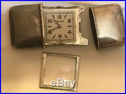 Working Movado Ermeto Travel Clock Watch Art Deco Unruhe ok for repair (Z437)