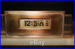 Works! Vtg Lawson Electric Desk Clock P40 Style 97S Art Deco Metal & Glass CHEVY